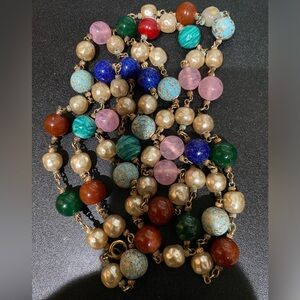 Vintage Natural Stone Multicolor Beaded Necklace